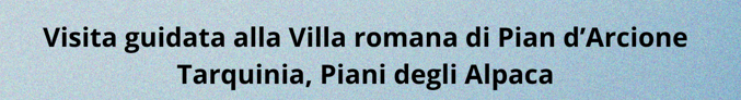 Tarquinia: Alla scoperta del passato, con lo sguardo al futuro. La villa romana “dei Tralicci” a Pian d’Arcione